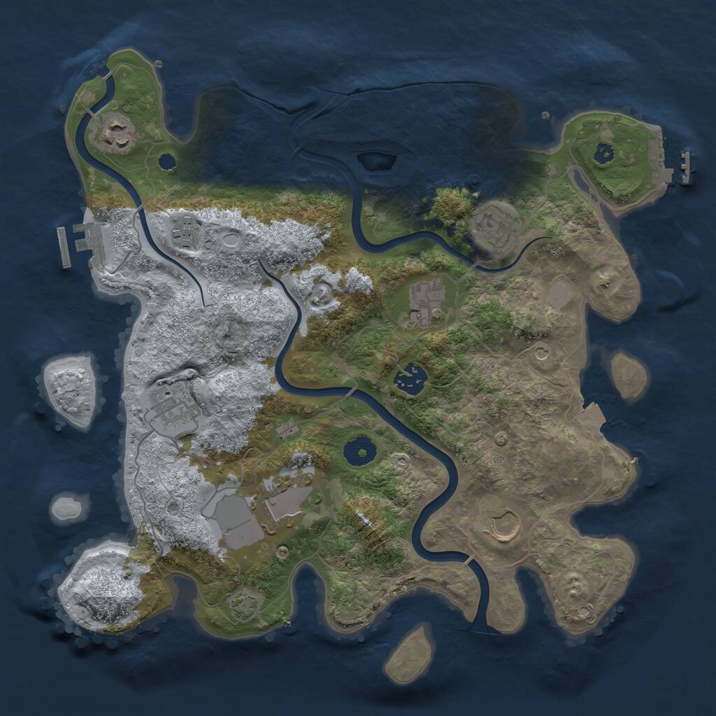 Rust Map: Procedural Map, Size: 3500, Seed: 1417040687, 13 Monuments