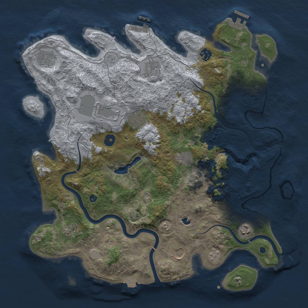 Rust Map: Procedural Map, Size: 4000, Seed: 129264, 16 Monuments
