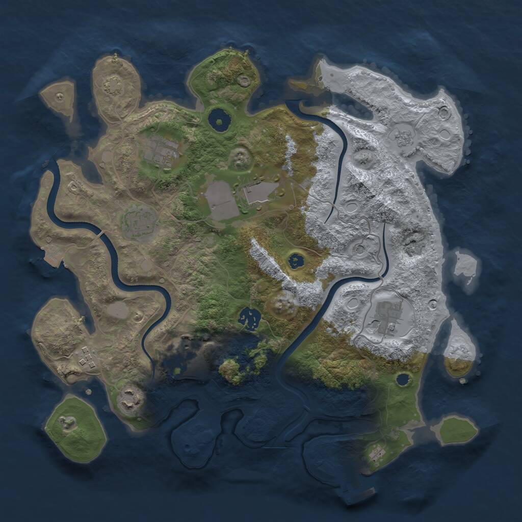 Rust Map: Procedural Map, Size: 3500, Seed: 203785, 13 Monuments