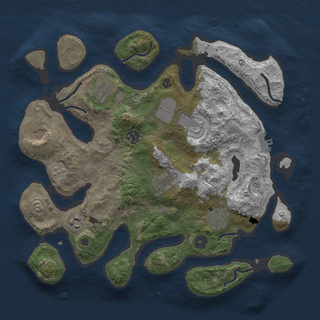 Rust Map: Procedural Map, Size: 3500, Seed: 203785, 12 Monuments