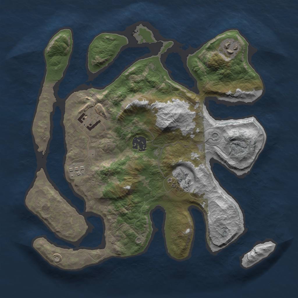 Rust Map: Barren, Size: 3000, Seed: 881237, 8 Monuments