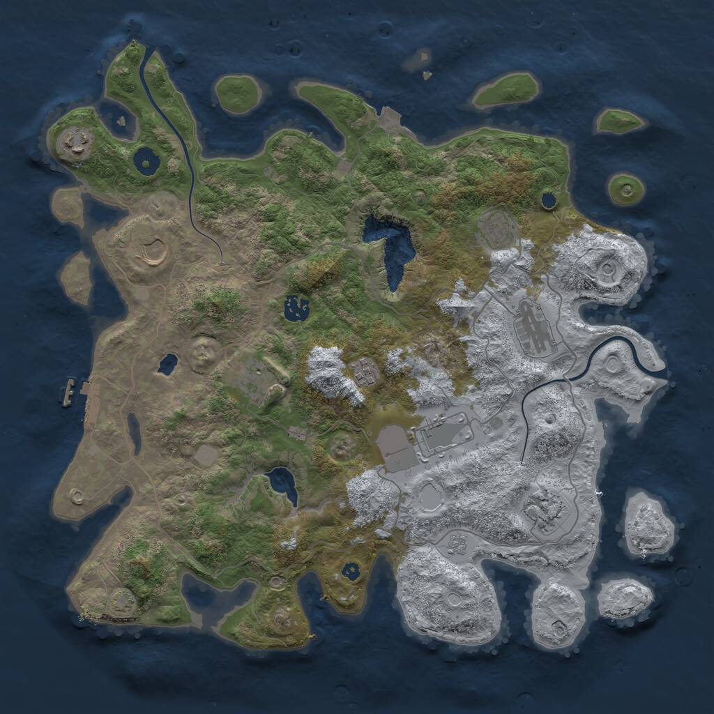 Rust Map: Procedural Map, Size: 4000, Seed: 931973465, 14 Monuments