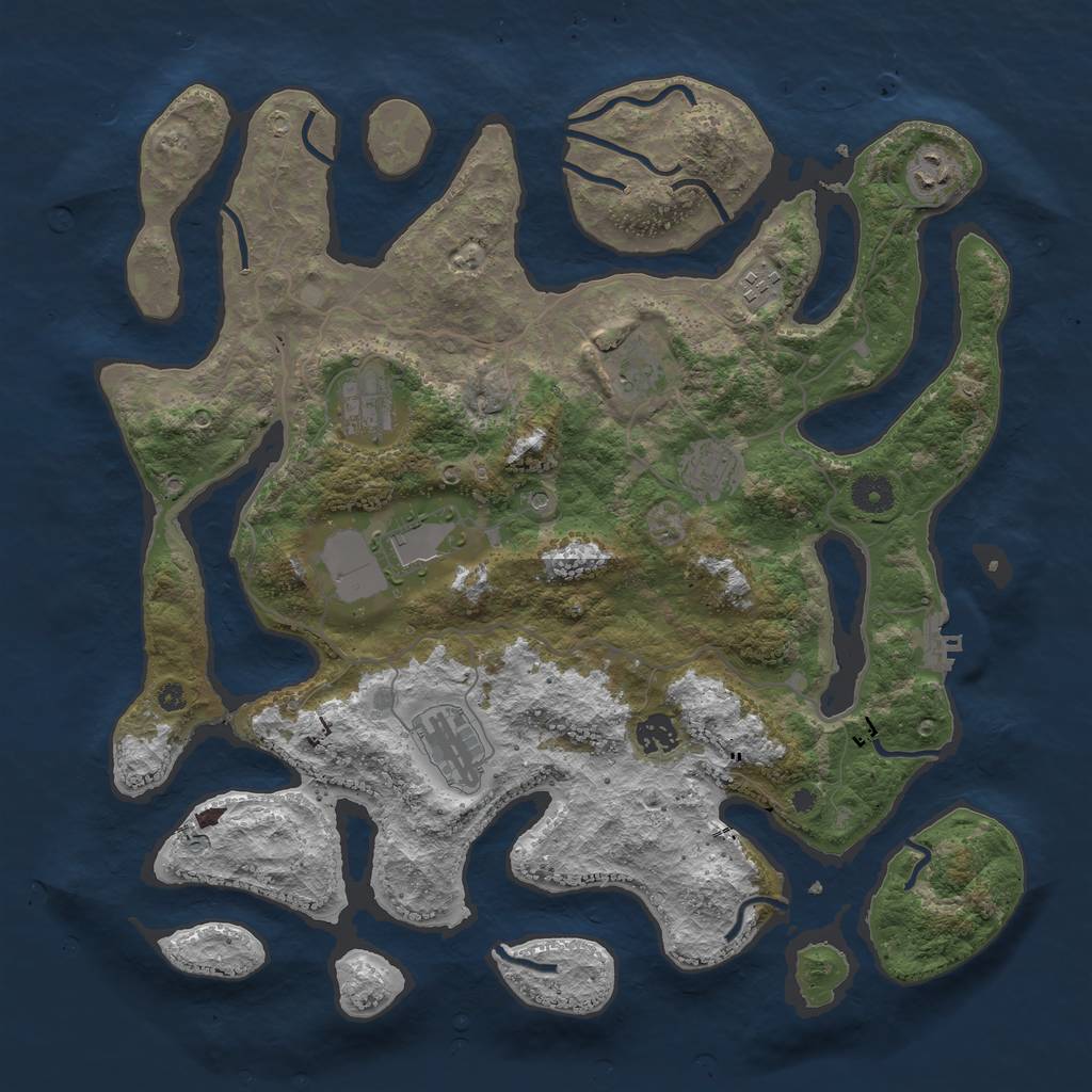 Rust Map: Procedural Map, Size: 4000, Seed: 475042, 12 Monuments