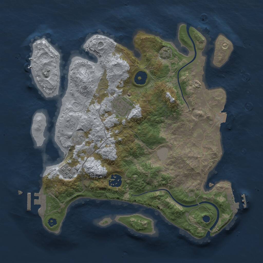 Rust Map: Procedural Map, Size: 3000, Seed: 16000, 8 Monuments