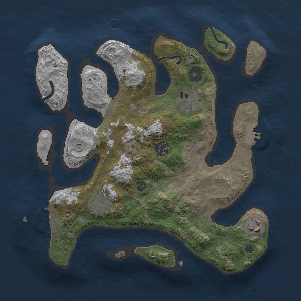 Rust Map: Procedural Map, Size: 3000, Seed: 16000, 9 Monuments