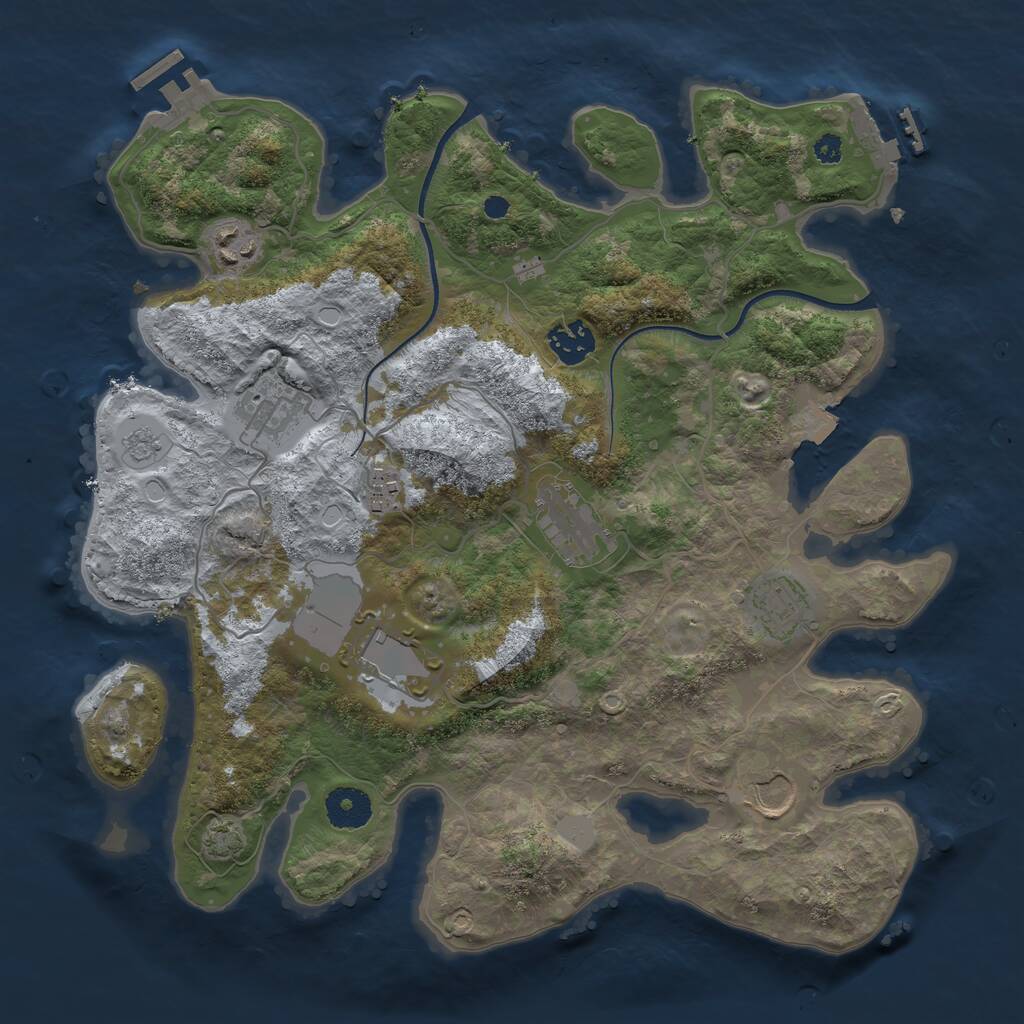 Rust Map: Procedural Map, Size: 3500, Seed: 1450317552, 13 Monuments