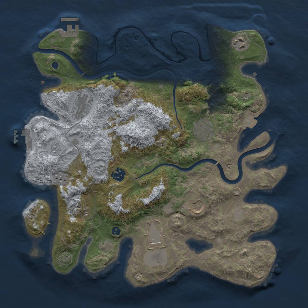 Rust Map: Procedural Map, Size: 3500, Seed: 1450317552, 14 Monuments
