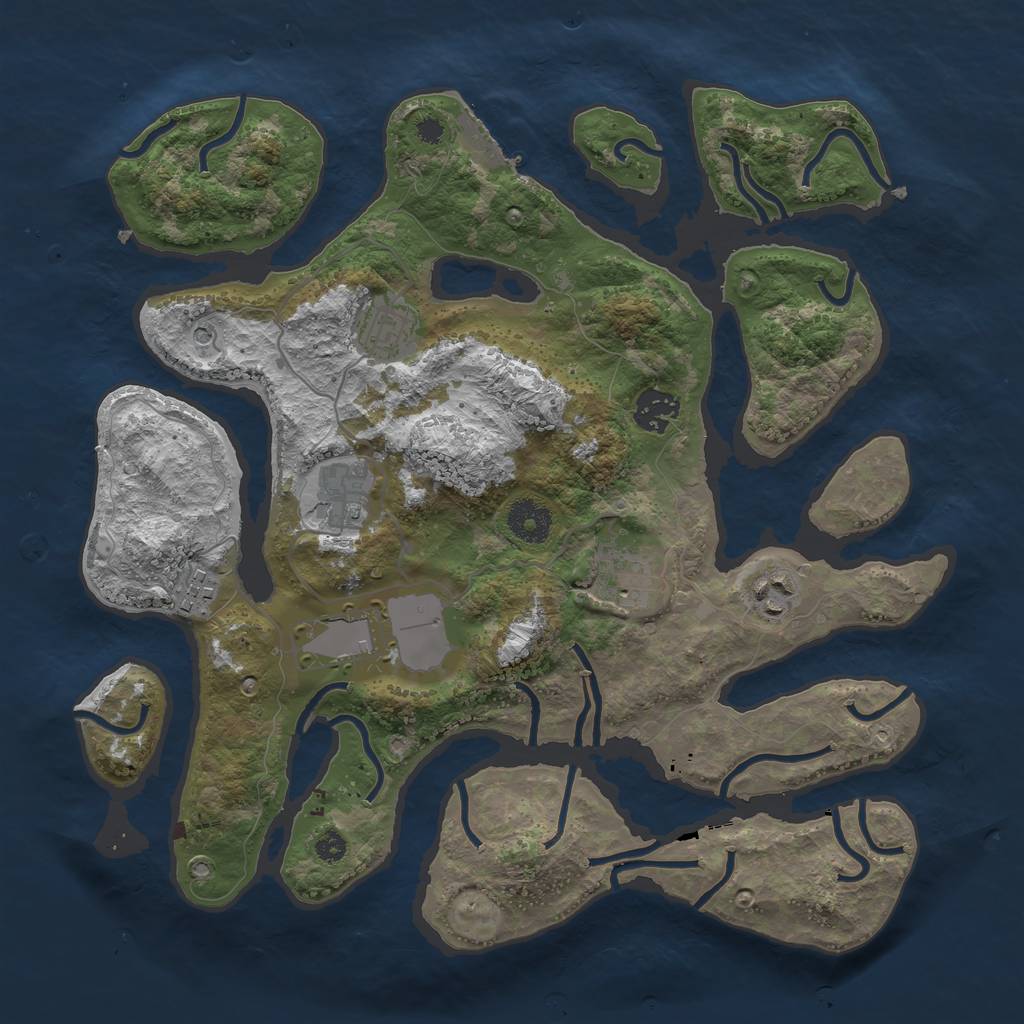 Rust Map: Procedural Map, Size: 3500, Seed: 1450317552, 11 Monuments