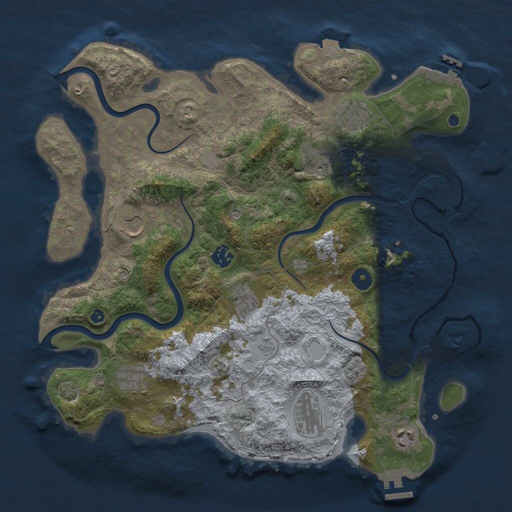 Rust Map: Procedural Map, Size: 3700, Seed: 1351428312, 15 Monuments