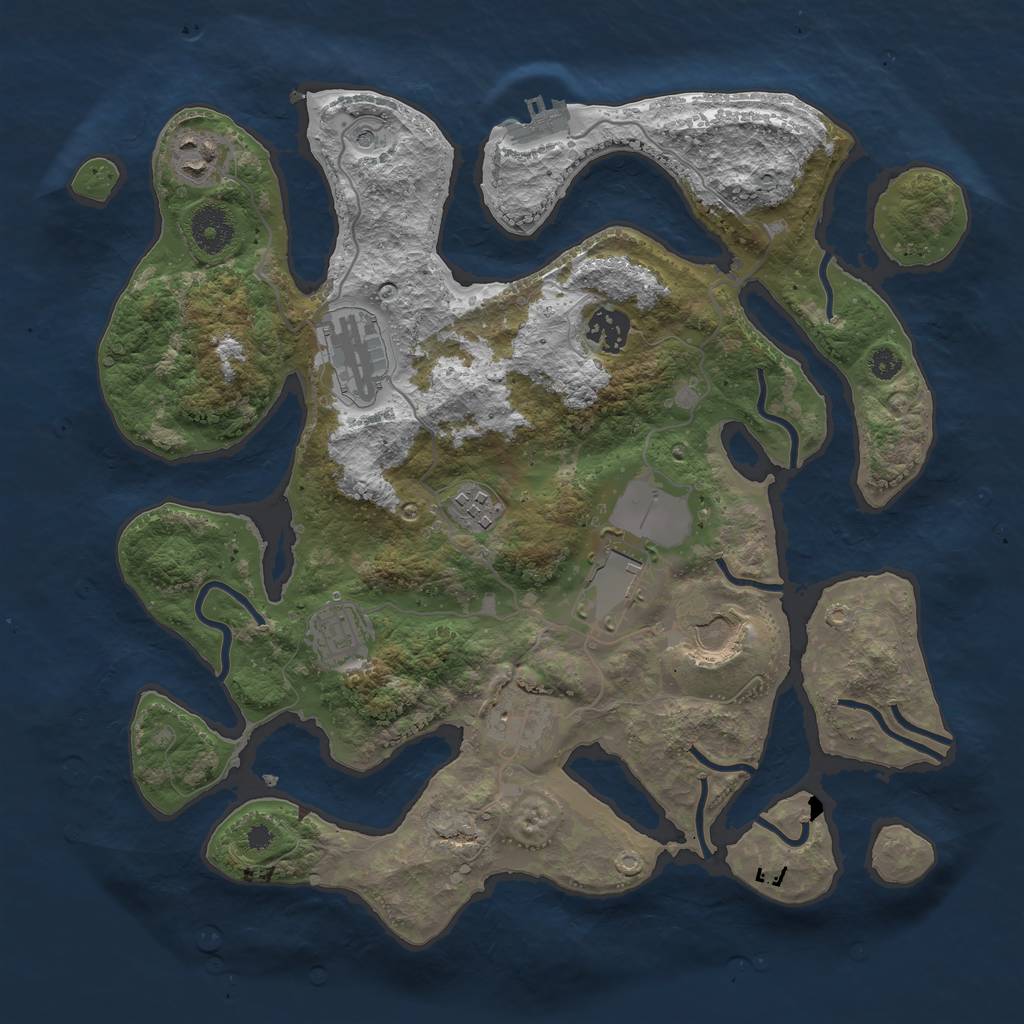 Rust Map: Procedural Map, Size: 3500, Seed: 757469, 12 Monuments