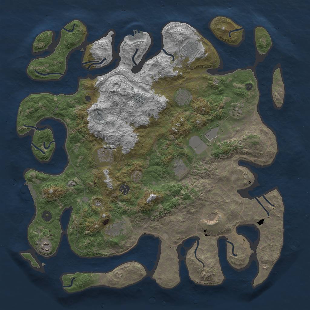 Rust Map: Procedural Map, Size: 4500, Seed: 199759907, 16 Monuments