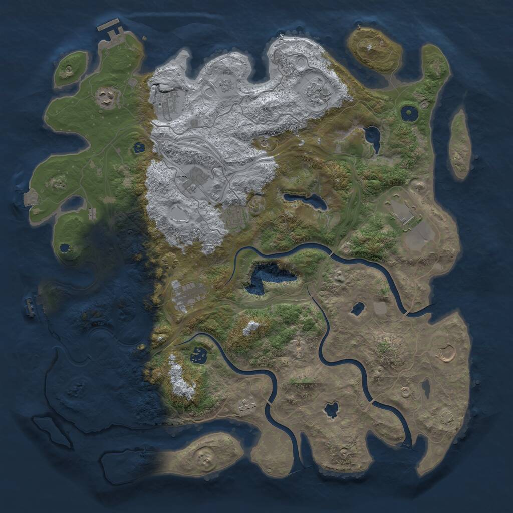 Rust Map: Procedural Map, Size: 4500, Seed: 199759907, 16 Monuments