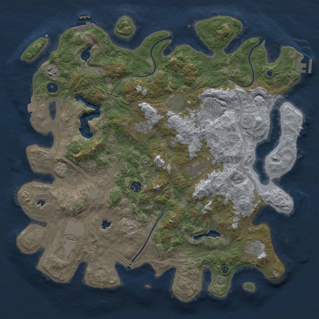 Rust Map: Procedural Map, Size: 4500, Seed: 23049571, 15 Monuments