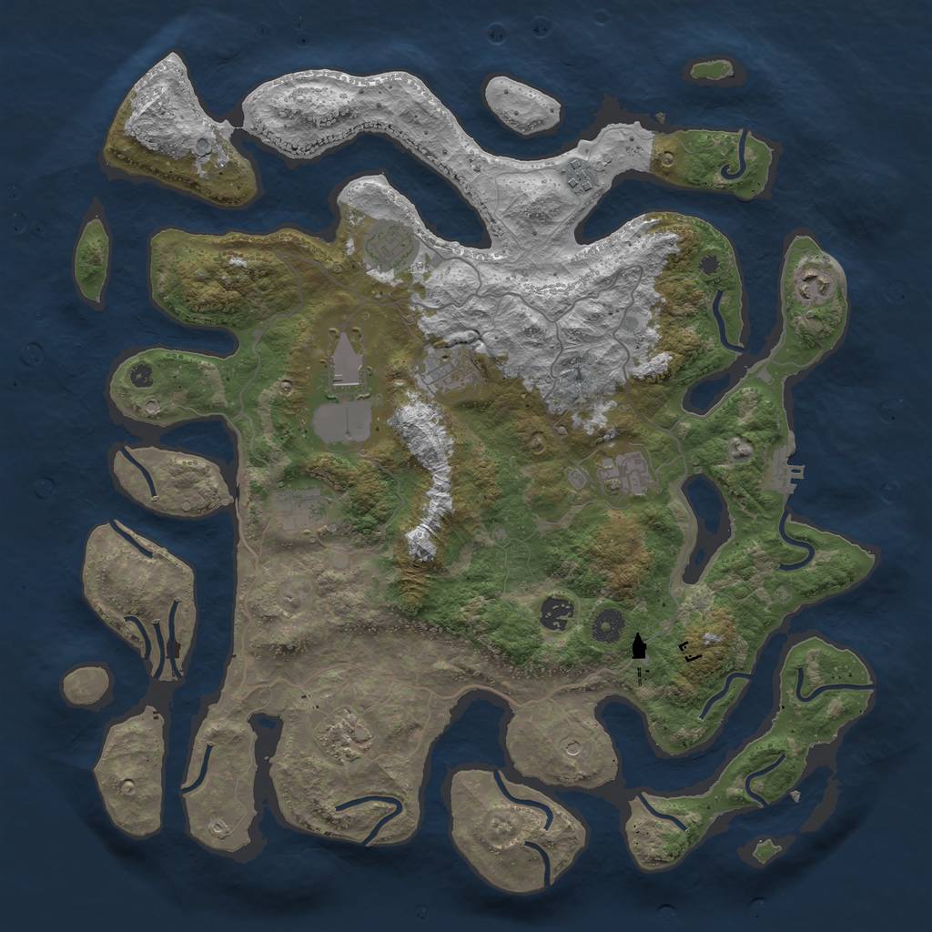 Rust Map: Procedural Map, Size: 4200, Seed: 87084796, 13 Monuments