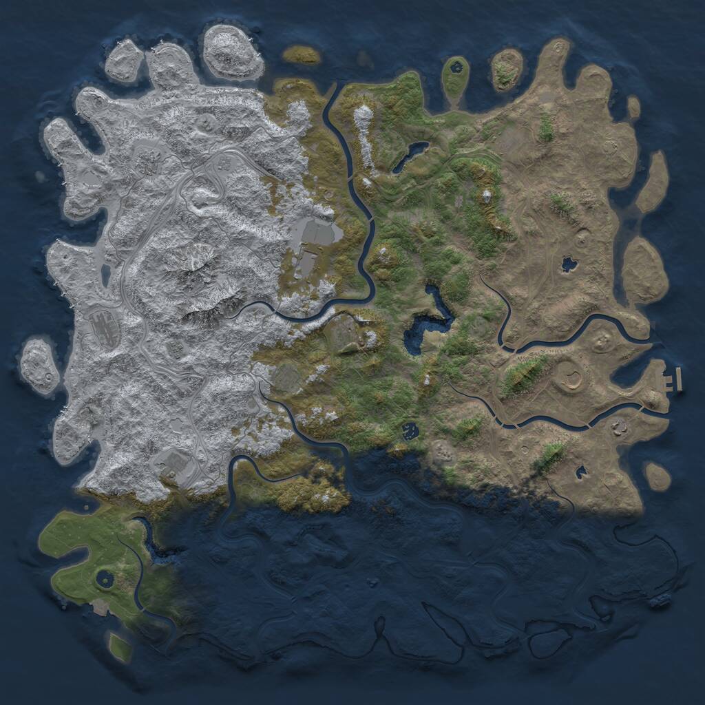 Rust Map: Procedural Map, Size: 6000, Seed: 86366094, 17 Monuments