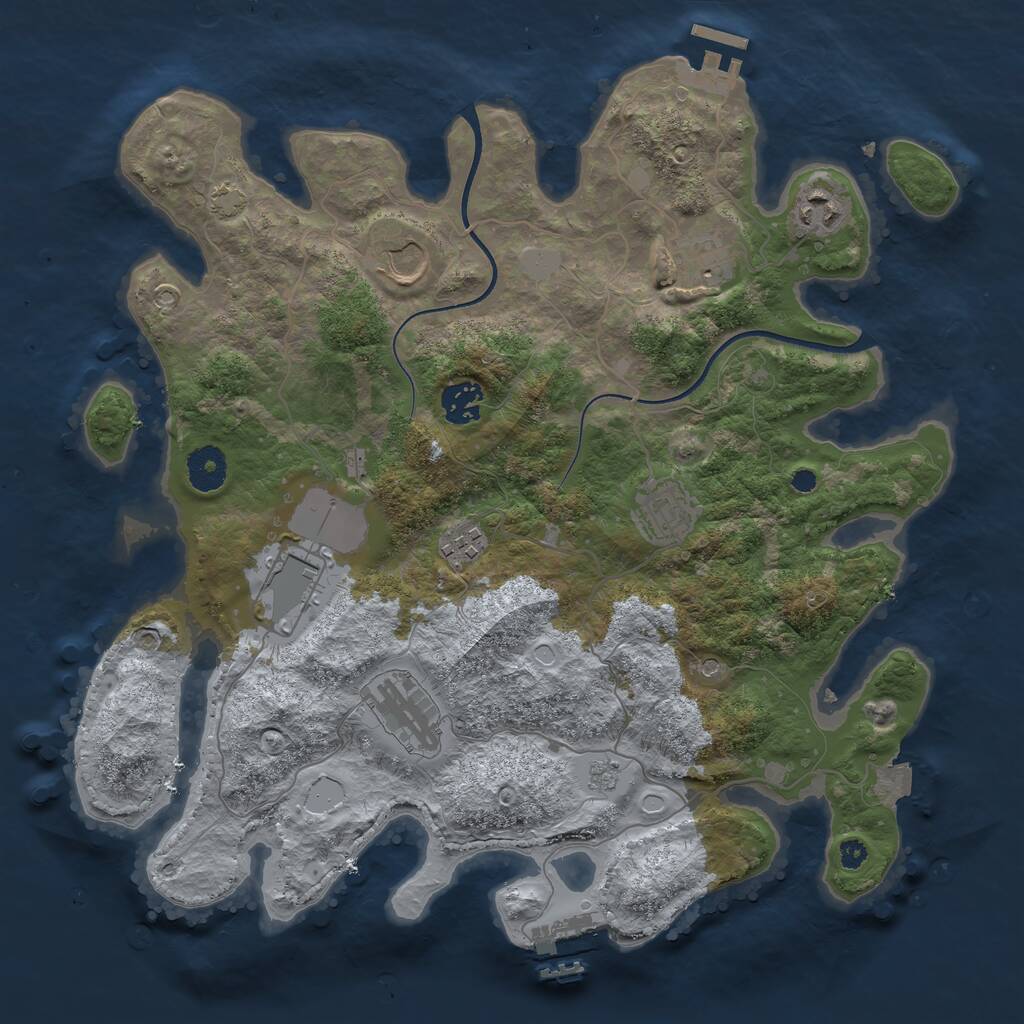 Rust Map: Procedural Map, Size: 3600, Seed: 437086096, 14 Monuments
