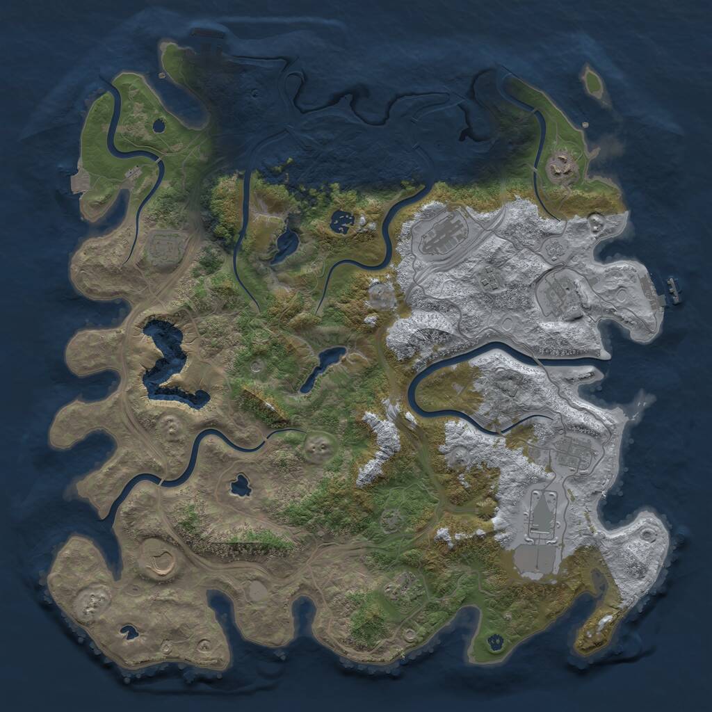 Rust Map: Procedural Map, Size: 4500, Seed: 3453213, 16 Monuments