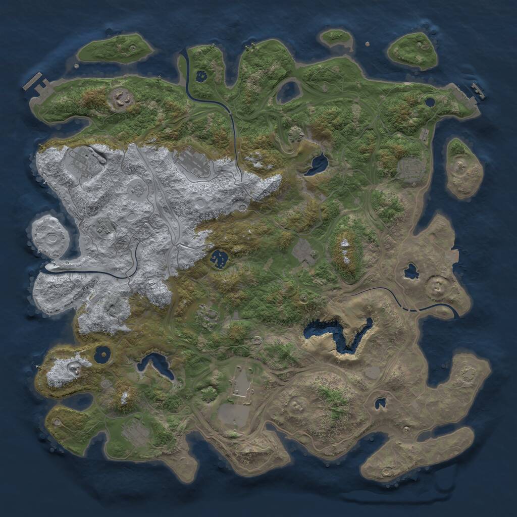 Rust Map: Procedural Map, Size: 4500, Seed: 1227248976, 16 Monuments