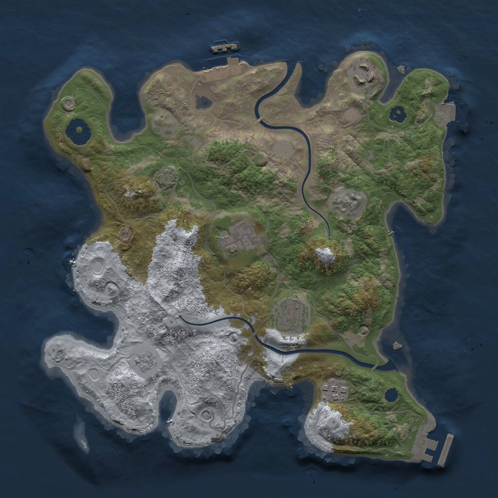 Rust Map: Procedural Map, Size: 3000, Seed: 838572328, 10 Monuments