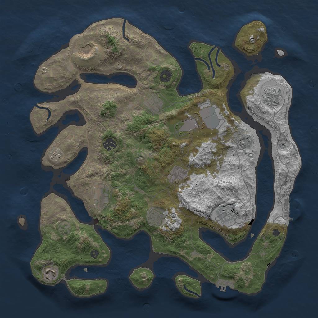 Rust Map: Procedural Map, Size: 3800, Seed: 1037637614, 16 Monuments
