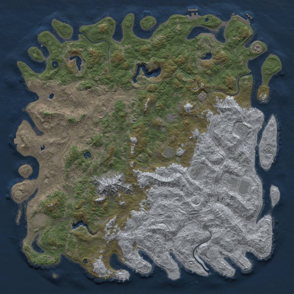 Rust Map: Procedural Map, Size: 6000, Seed: 32484, 17 Monuments