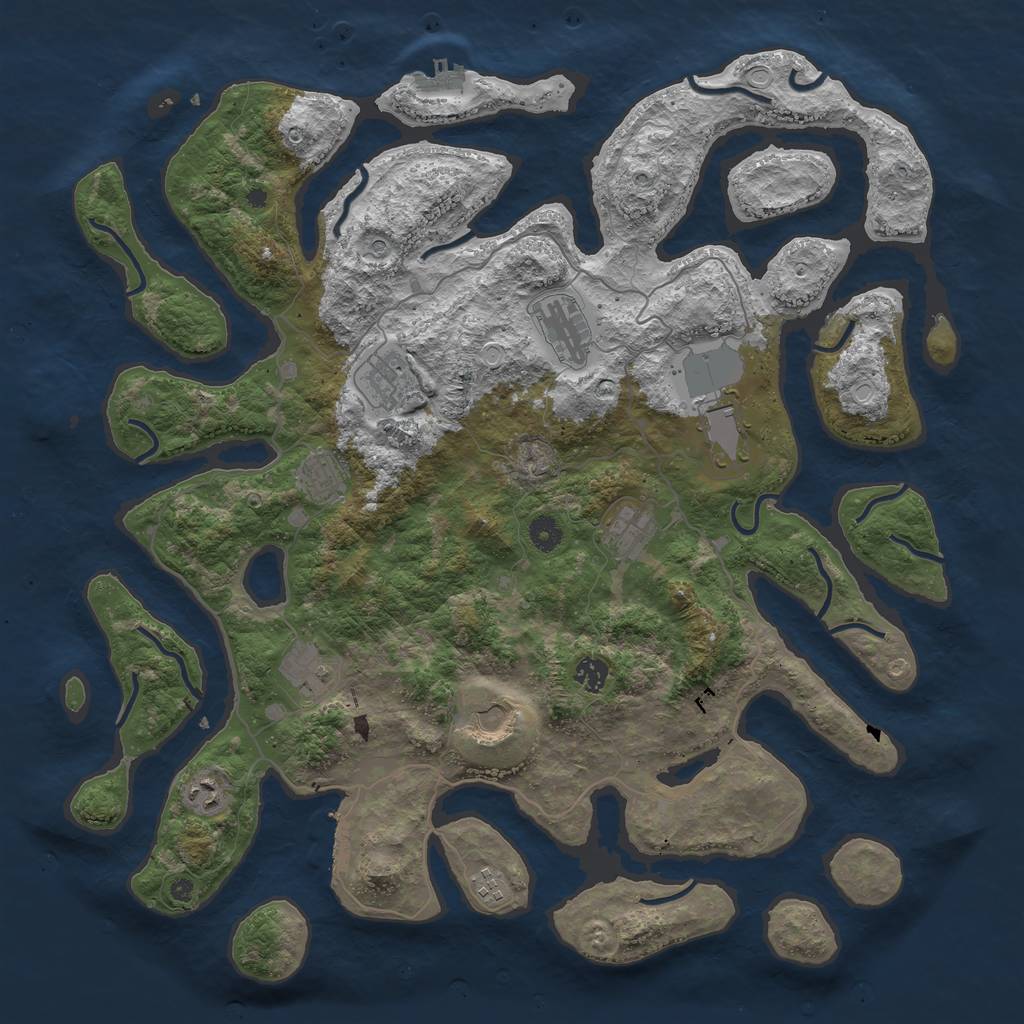 Rust Map: Procedural Map, Size: 4500, Seed: 45825, 18 Monuments