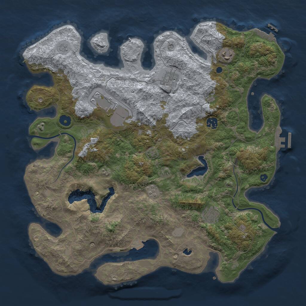 Rust Map: Procedural Map, Size: 4000, Seed: 328306, 12 Monuments