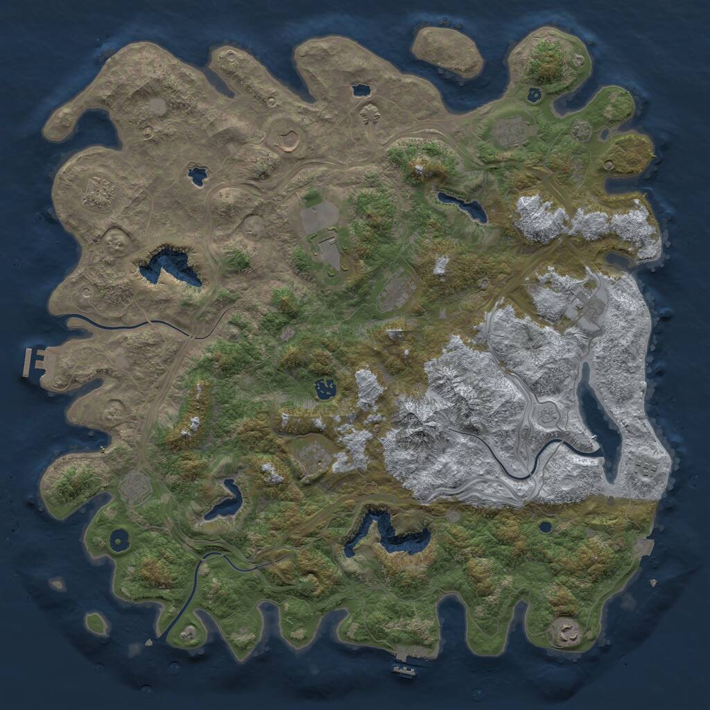 Rust Map: Procedural Map, Size: 5000, Seed: 987542, 17 Monuments