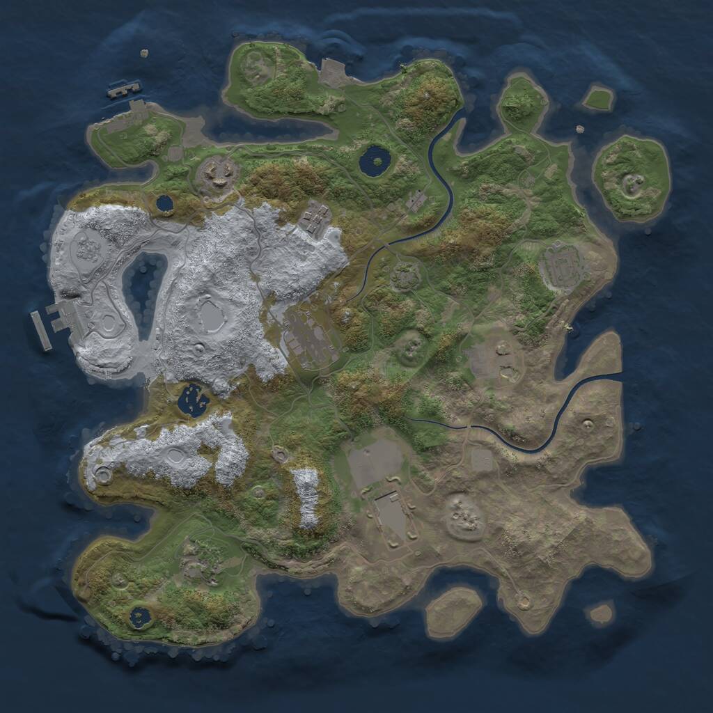 Rust Map: Procedural Map, Size: 3500, Seed: 56748, 13 Monuments