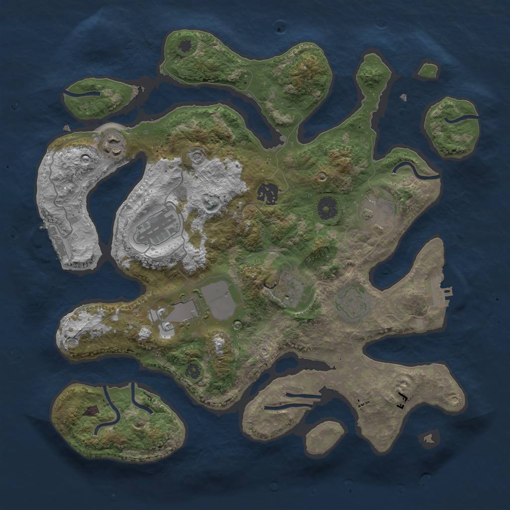 Rust Map: Procedural Map, Size: 3500, Seed: 56748, 12 Monuments