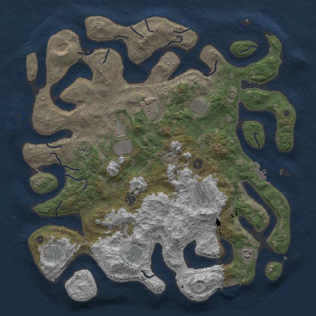 Rust Map: Procedural Map, Size: 4500, Seed: 564009, 16 Monuments