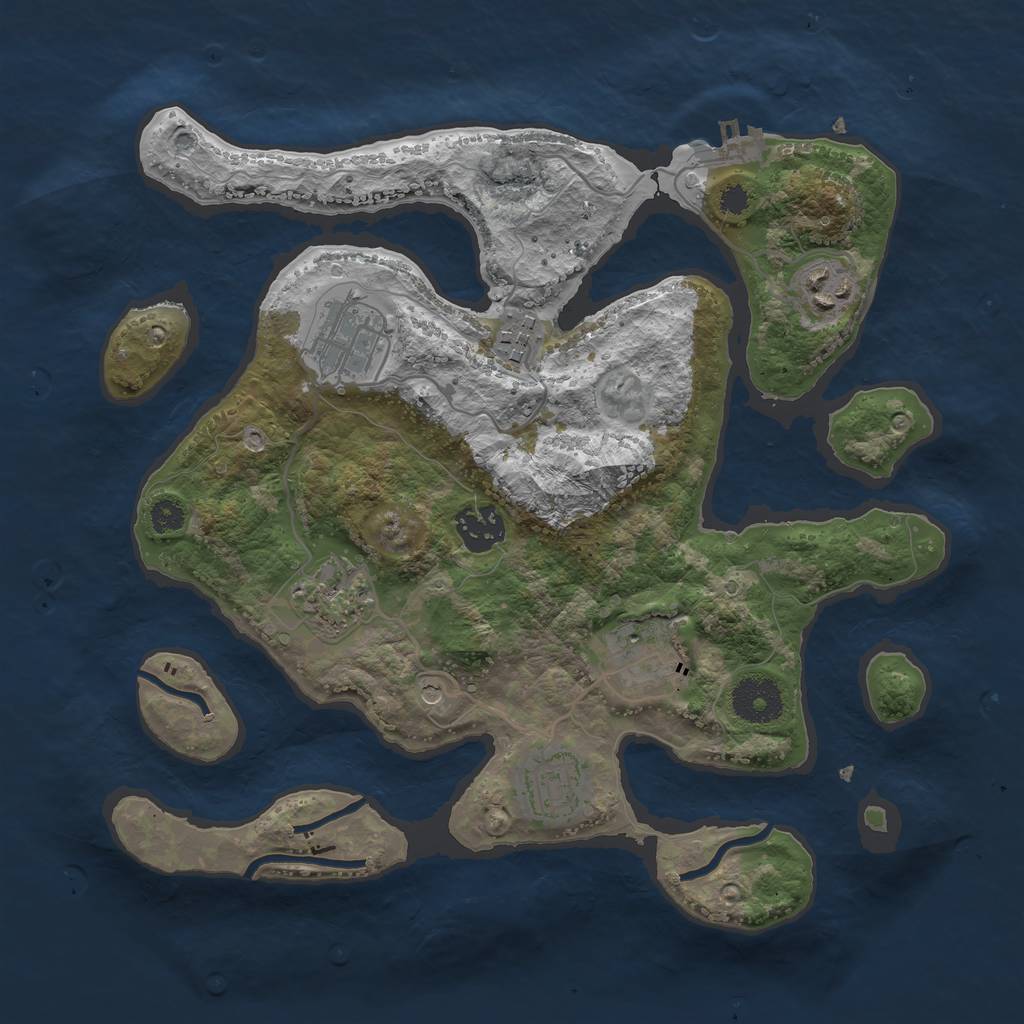 Rust Map: Procedural Map, Size: 3183, Seed: 3192, 11 Monuments