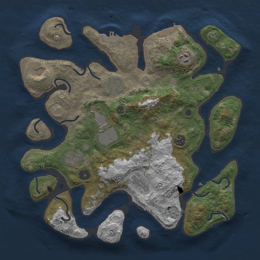 Rust Map: Procedural Map, Size: 3600, Seed: 1242027554, 16 Monuments