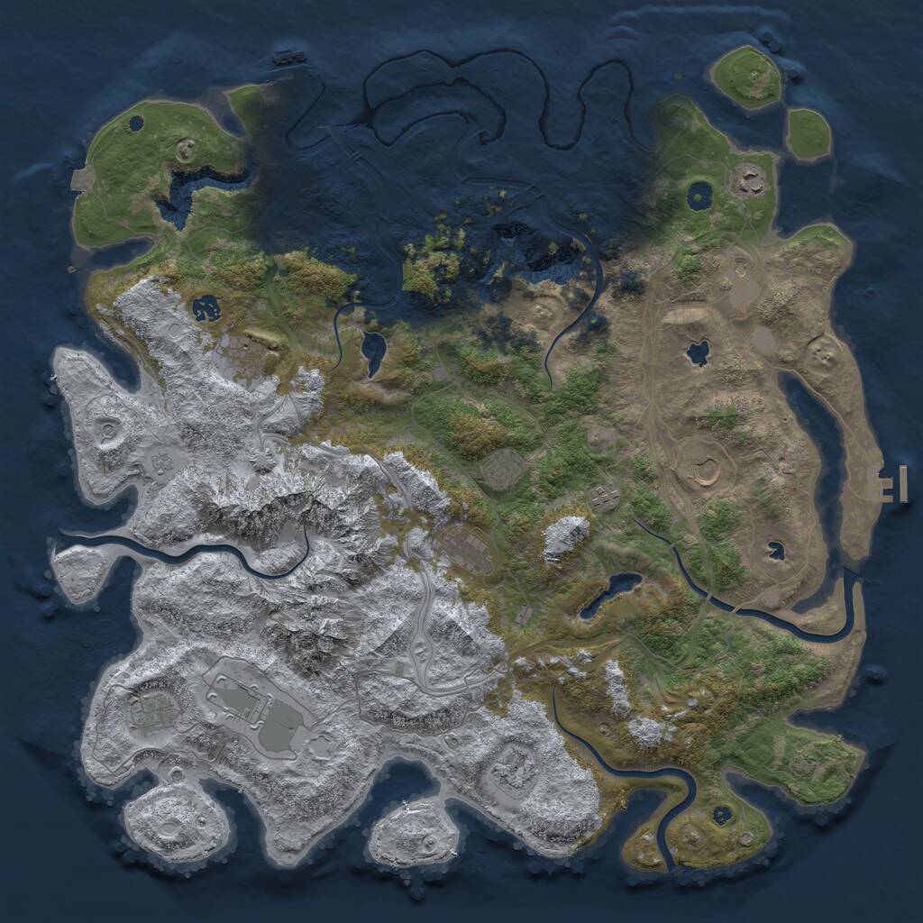 Rust Map: Procedural Map, Size: 5000, Seed: 6666, 17 Monuments