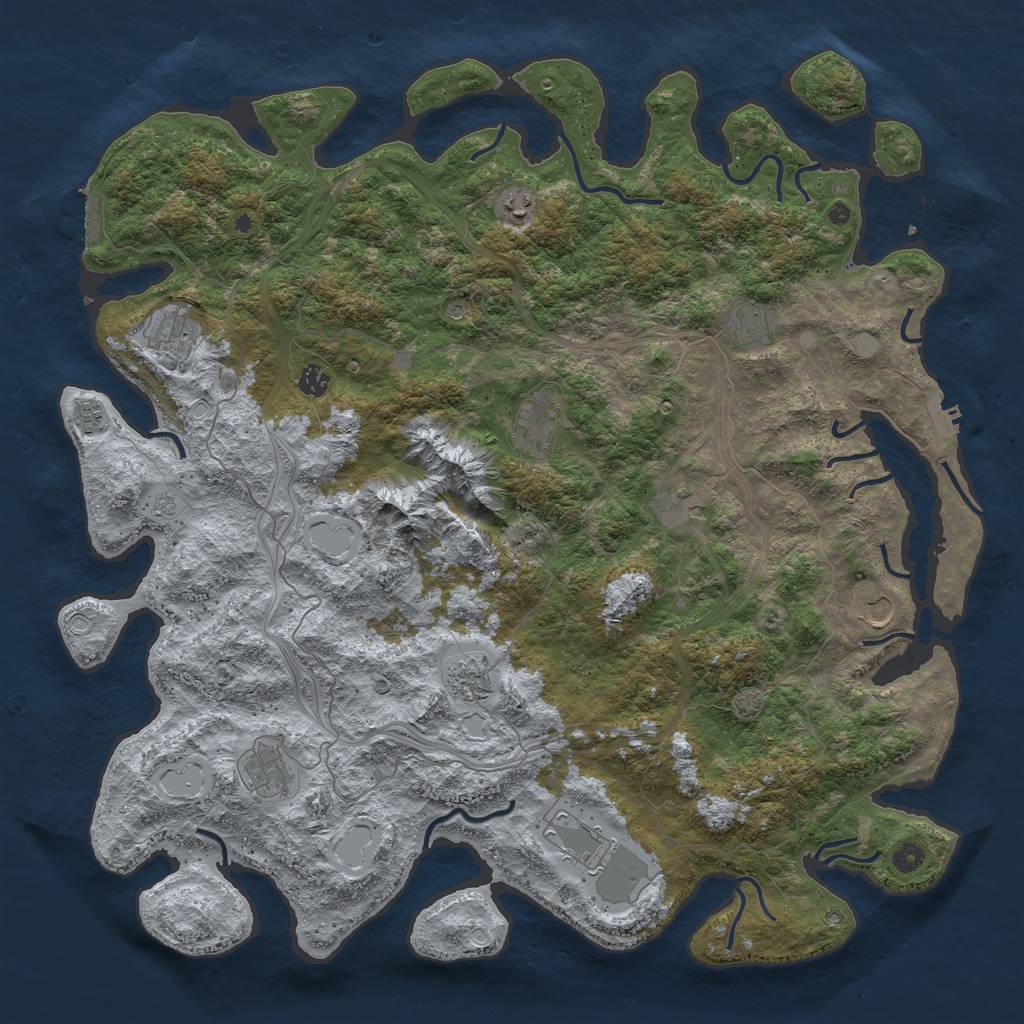 Rust Map: Procedural Map, Size: 5000, Seed: 6666, 19 Monuments