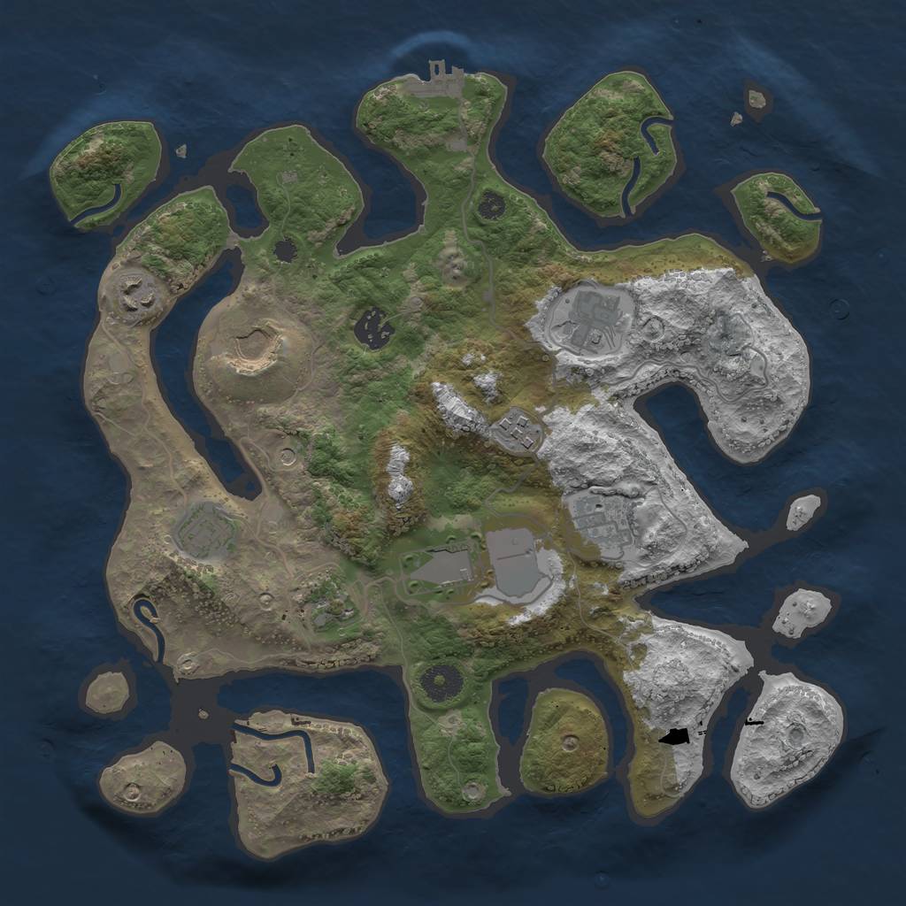 Rust Map: Procedural Map, Size: 3500, Seed: 889, 13 Monuments