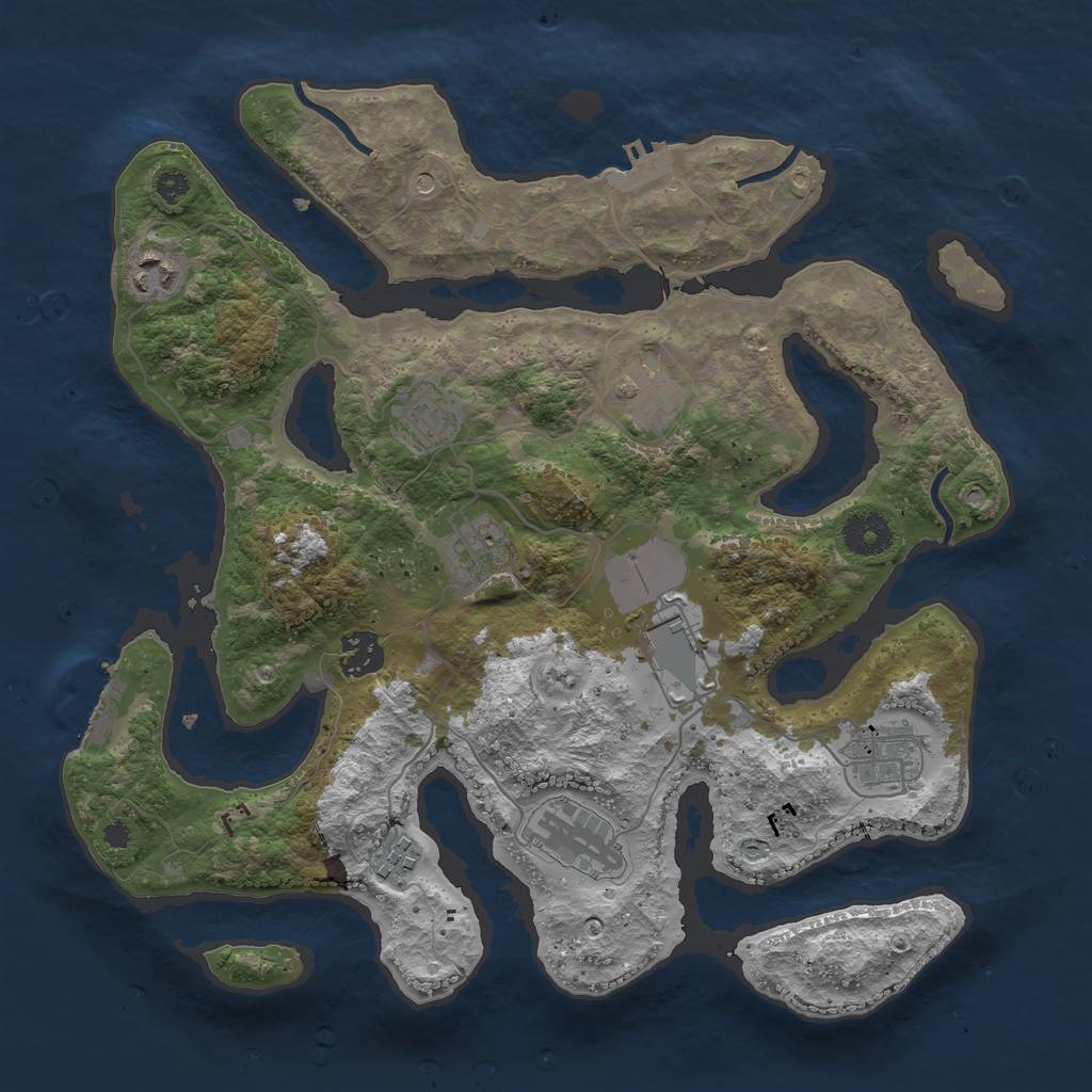 Rust Map: Procedural Map, Size: 3500, Seed: 1300134001, 14 Monuments