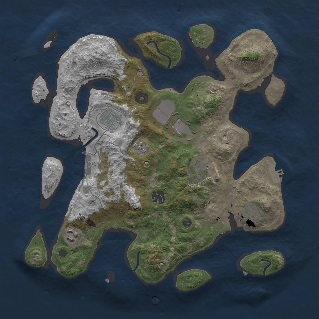 Rust Map: Procedural Map, Size: 3500, Seed: 147087178, 12 Monuments