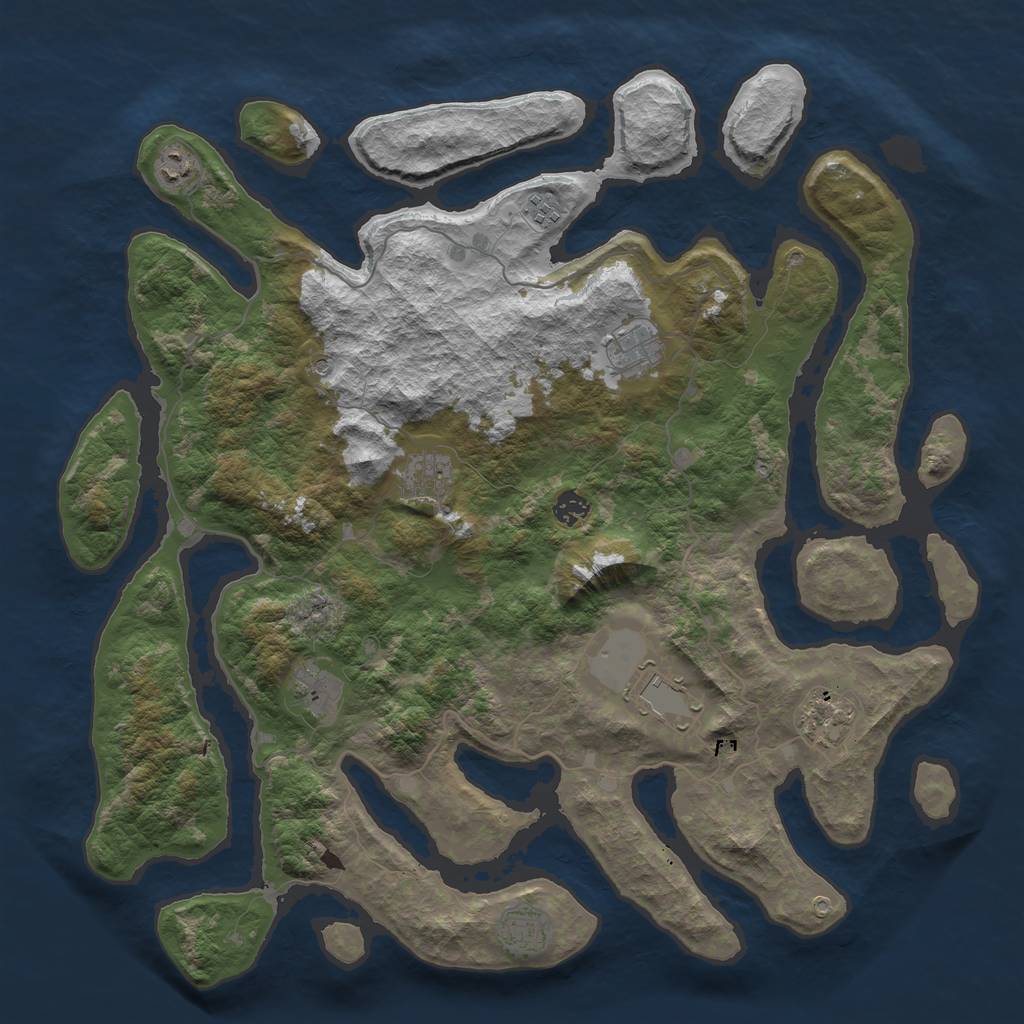 Rust Map: Barren, Size: 4500, Seed: 60207, 12 Monuments