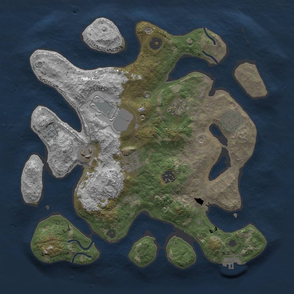 Rust Map: Procedural Map, Size: 3500, Seed: 413846, 11 Monuments