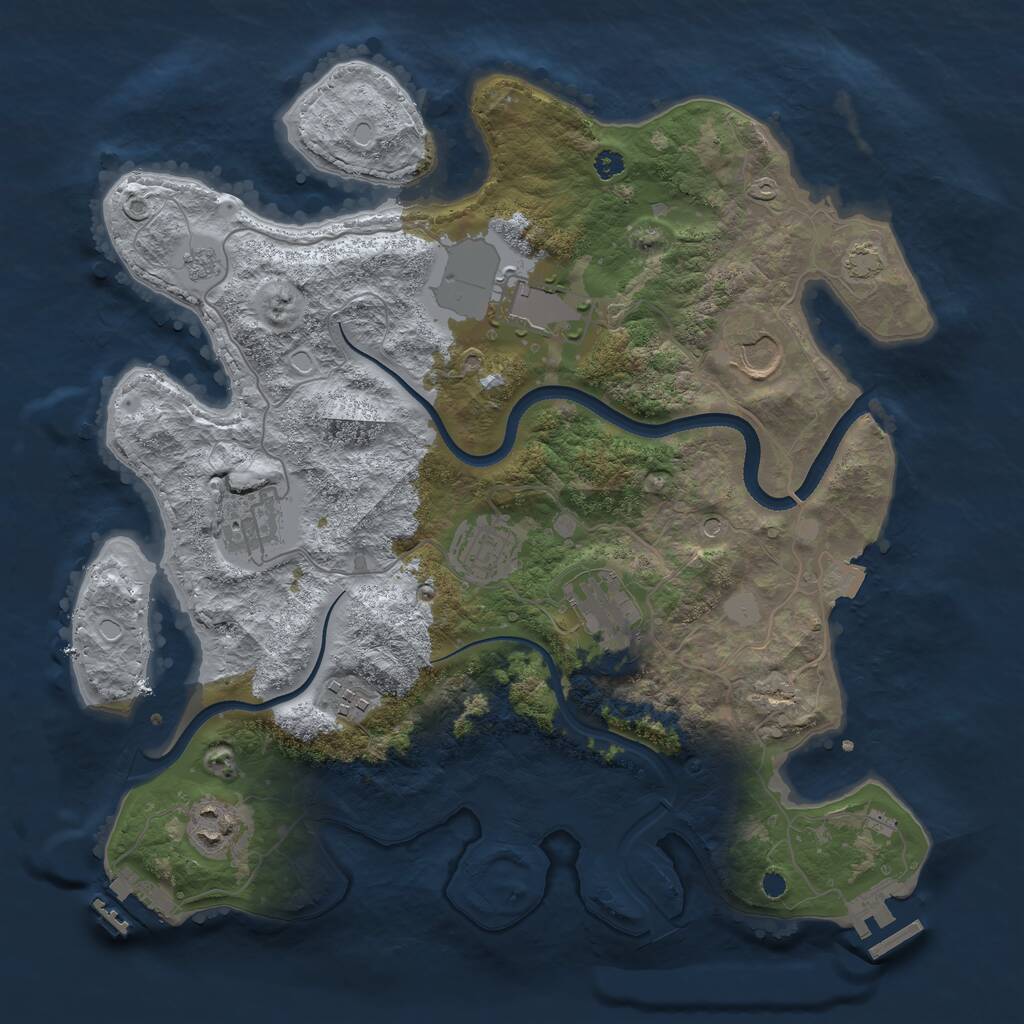 Rust Map: Procedural Map, Size: 3500, Seed: 413846, 13 Monuments