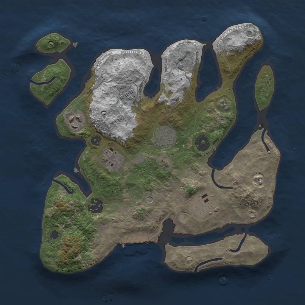 Rust Map: Procedural Map, Size: 3000, Seed: 2007376296, 10 Monuments