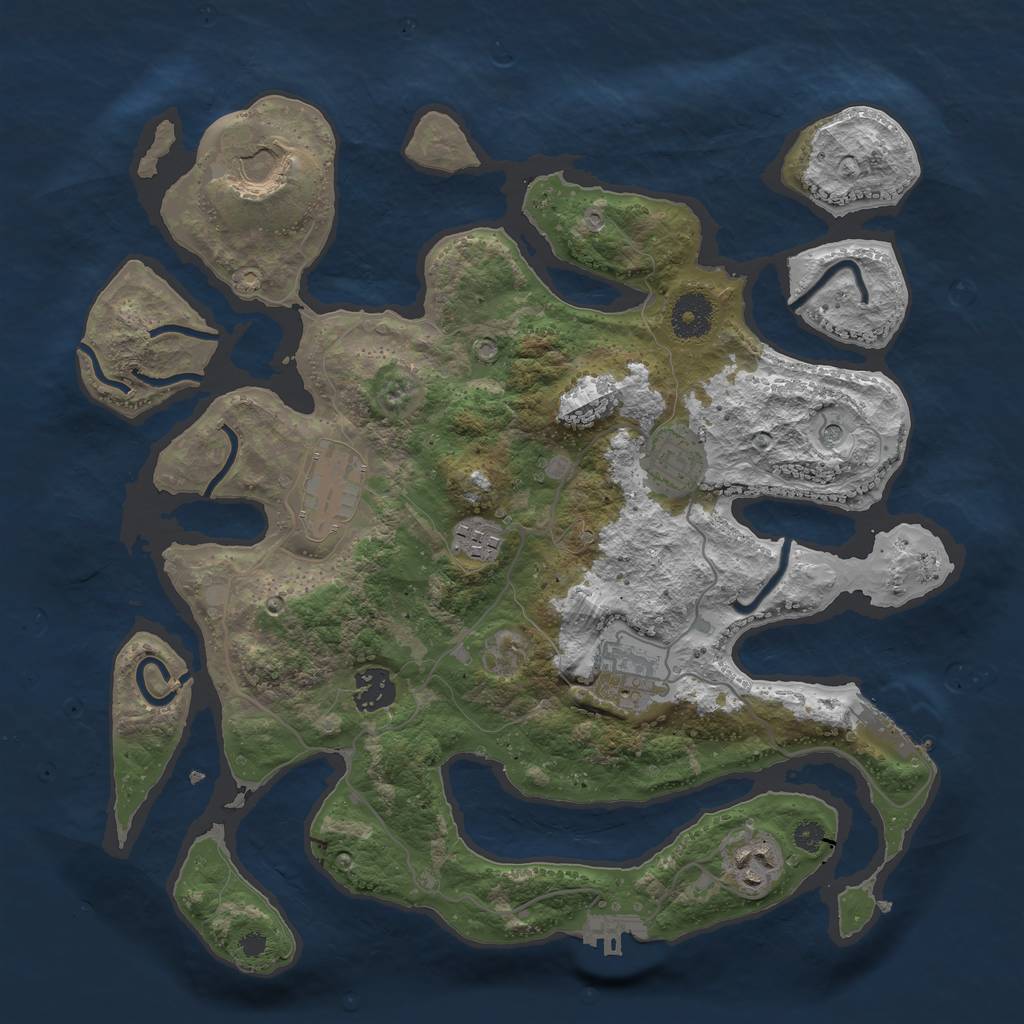 Rust Map: Procedural Map, Size: 3500, Seed: 475016439, 12 Monuments