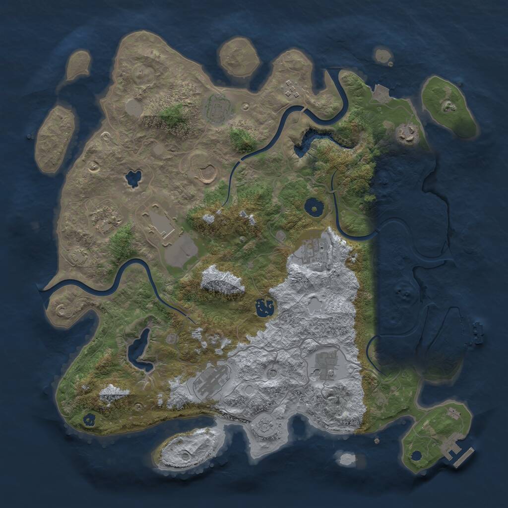 Rust Map: Procedural Map, Size: 4000, Seed: 9192912, 16 Monuments