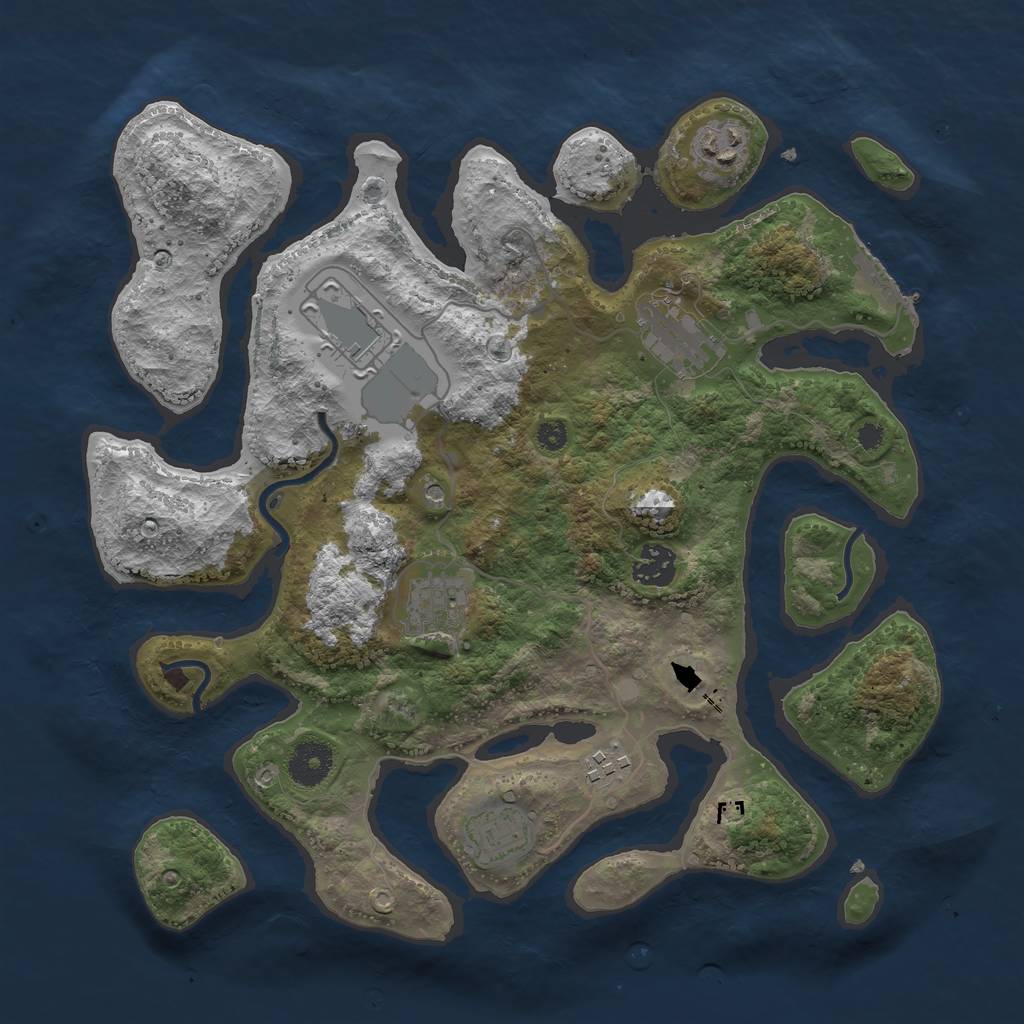 Rust Map: Procedural Map, Size: 3500, Seed: 262288, 11 Monuments