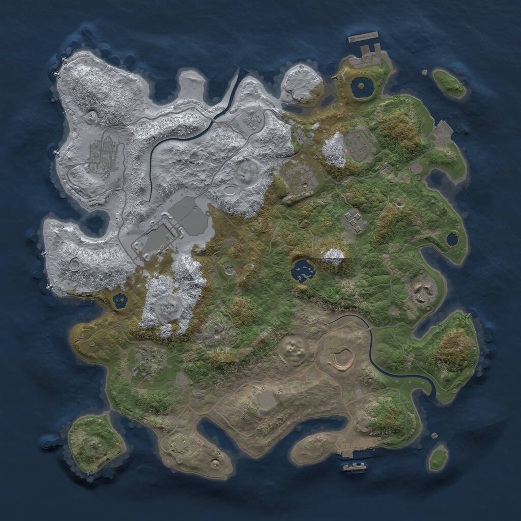 Rust Map: Procedural Map, Size: 3500, Seed: 262288, 15 Monuments
