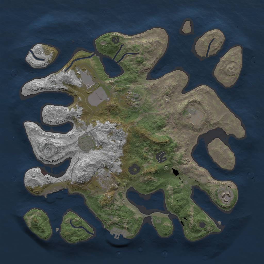 Rust Map: Procedural Map, Size: 3500, Seed: 1273888693, 13 Monuments