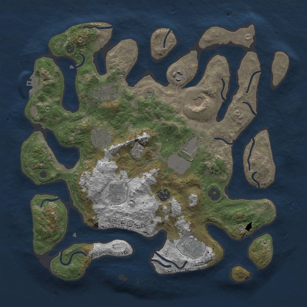 Rust Map: Procedural Map, Size: 3750, Seed: 1303334491, 13 Monuments