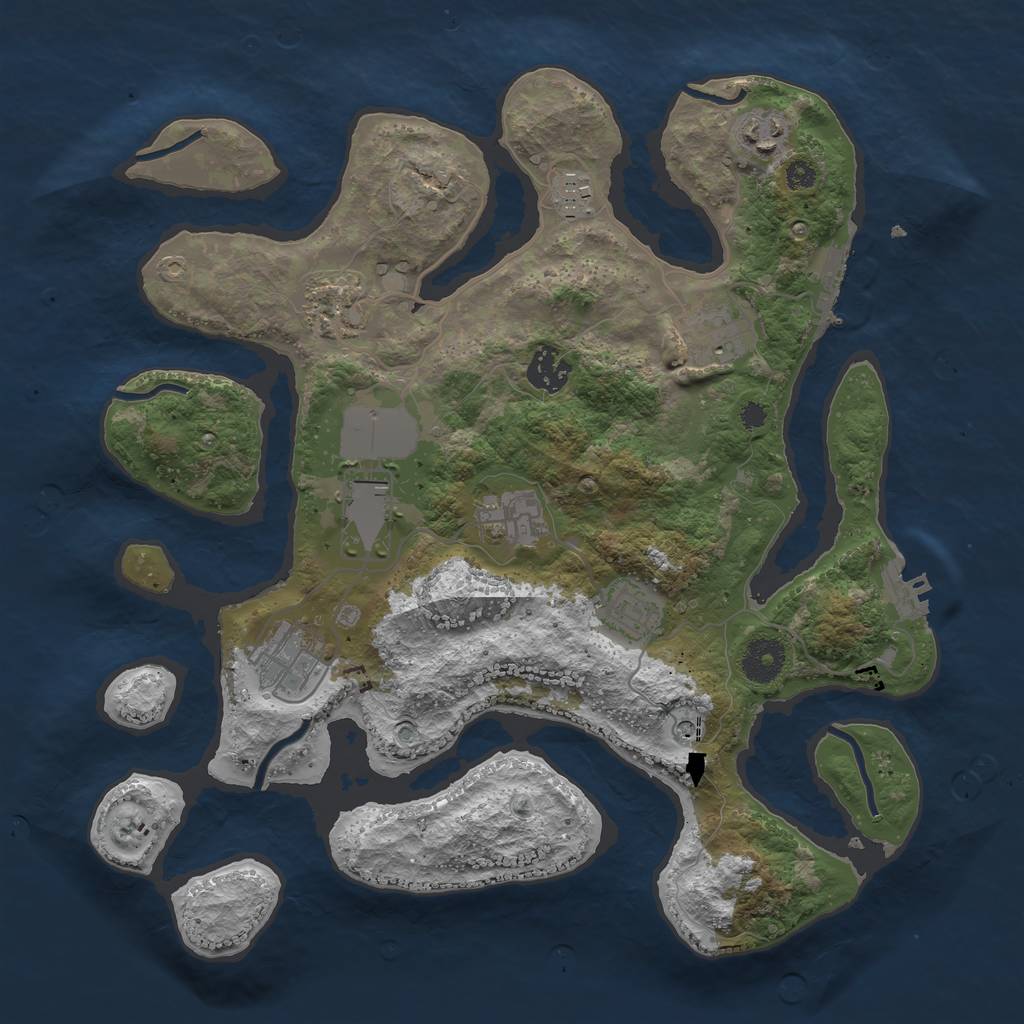 Rust Map: Procedural Map, Size: 3500, Seed: 195534, 14 Monuments