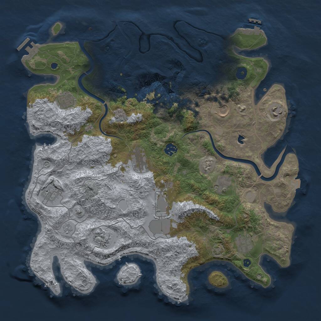 Rust Map: Procedural Map, Size: 4000, Seed: 741477, 17 Monuments